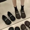 Scarpe eleganti stile britannico piccola pelle per donna inverno più velluto caldo piattaforma slip-on mocassini con tacco spesso