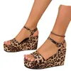 Sandals High Heels Leopard Wedges Women Shoes 2024 Platform Summer Slippers Fashion Flip Flops Mujer Pumps Zapatillas Slides