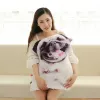 Oreiller Bend Dog Imprimé Coussin Enfants Tête de Chien Drôle 3D Animal Réaliste Mignon Jouet Coussin Cosplay Lavable Jouet Coussin pour la Maison