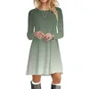 Casual Dresses Gradient Tee Shirt Dress Womens Long Sleeved Autumn 2024 O-neck Midi Loose Office Ladies Clothes