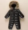 Inverno quente bebê macacão macacão crianças pato para baixo macacão snowsuit criança crianças meninos meninas pele com capuz macacão traje roupas 28240057