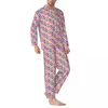 Men's Sleepwear Lips Art Pajama Sets Spring Colorful Mouth Print Cute Daily Couple 2 Piece Casual Loose Oversize Design Home Suit