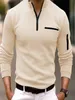 Primavera casual masculino wear vendendo europa e nos estados unidos rua masculino cor sólida manga longa camisa polo tamanho grande s 240326