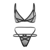 Bras Sets Erotic Lingerie Set Sexy Corset Transparent Garters Solid Mesh Underwire Sleepwear Underwear