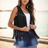 Women's Vests Women Fringe Faux Suede Vest Open Front Tassel Cardigan 70s Vintage Hippie Sleeveless Tank Top Punk Streetwear Waistcoat