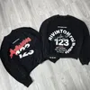 Hoodies masculinos preto RRR123 moletom vintage lavado em torno do pescoço tops moda homens mulheres soltas pulôver casual