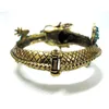 Bracelet Vintage Antique couleur or coloré strass cristal Dragon pour femmes hommes Animal Bracelet bijoux