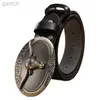 Belts big buckle punk style belt belts luxury high quality full real leather genuine leather cowboys vintage ldd240313