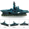 Decorations Resin Craft Wreck Boat Sunk Battleship War Ship Fish Tank Aquarium Ornament Realistic Pirate Ship Shipwreck Aquarium Landscaping