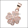 Charms Fashion CZ Micro Pave Clover Charm Pendant för halsbandsmycken Making Drop Leverans Fyndkomponenter OT48K