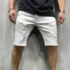 Dżinsy męskie rozryte dziurę krótkie wysokiej jakości swobodne spodnie dżinsowe spodnie mody dżinsowe motocykl ubrania spodni