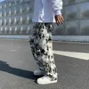 Men's Jeans Mens Fashion Printed jeans Spring 2023 Mopping Trousers Jeans Korean Style High Street Loose Hip Hop Wide-leg Jean Pants L240313