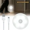 PIR Motion Sensor LED Night Light USB Laddningsbar lampa för köksskåp Garderob Trappa Trådlös garderob 240301