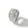 Кольца-группы Iced Out Золотое кольцо Модные большие камни Серебряные мужские ювелирные изделия в стиле хип-хоп