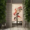Films Japanese Ukiyoe Door Curtain Carp Crane Doorway Curtain Cherry Blossoms Linen Decorative Drapes Cafe Restaurant Decor Partition