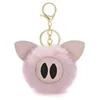 Keychains Dormon Cute Pompom Piggy Pig Animal Pom Leather Trinets Fur Ball Keyrings For Car Key Chains DK359