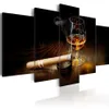 Wall Art Canvas Painting 5 Pieces Grey Black Brown Cigars and Wine Modern Home Decoration Bar Restaurant Decoration Painting Choo322Z