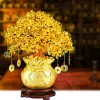 Rzeźby 19 cm 24 cm Delikatne żółte kryształowe pieniądze ozdoby domowe sklep domowy feng shui dzieła sztuki tabletop Lucky Wealth Tree