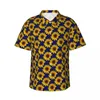 Men's Casual Shirts Cheerful Sunflower Hawaiian Shirt Man Beach Bright Yellow Flower Short-Sleeve Breathable Elegant Oversized Blouses