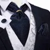 Neck Ties New Design Men Silk Cravat Navy Dot Formal Ascot Tie Handkerchief Set With Ring Wedding Formal Self Tie Necktie DiBanGu L240313