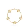 18-karatowy złota bransoletka luksusowa sieć projektantka Five Flowers Four-Leaf Clover Cleef Clee Fashion wisiorek