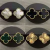 20 color Designer Clover Studs Earring Vintage Four Leaf Clover Charm Stud Earrings Mother-of-Pearl Stainless Steel Gold Studs Agate for Women wedding Jewelry8x