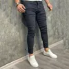 Jeans pour hommes Casual Skinny pour hommes Rides Slim Fit High Street Y2K Pantalon masculin Printemps Automne Cravate en plein air Pieds Pied