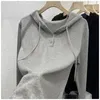 Felpe con cappuccio da donna T-shirt a maniche lunghe con cappuccio 2024 Abito primaverile Giacca maglione casual ampia e sottile di alta qualità Bianco Nero