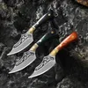 Camping Hunting Knives Wood Brass Handle Mini Rigid Knife Survival Small Grilled Pocket Meat Cutter Outside For Self Defense 240312