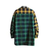 Harajuku xadrez camisa de manga longa dos homens casual solto hip hop moda camisa polo com casual plus size camisa casaco 5xl-m 240304