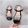 Sandals 2022 Childrens Fashion Rhinestone Beach Summer Low-Heeled Shoe For Princess Girl Kids 3 4 5 6 7 8 9 10 11 12 Years Drop Deli Dhafe