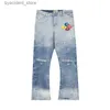 Jeans pour hommes Designer Galeries Jeans Depts Pantalons pour hommes Mode Trou Splash Ink Graffiti Imprimer Tissu lavé High Street Femmes Casual Plus Taille M-XXL L240313