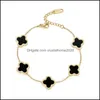 Charm Bracelets 18K Gold Plated Stainls Steel Jewelry Bracelet Lucky Ladi Four Leaf Clover Drop Delivery Otcp3