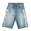 Mens Jeans KAPITAL Hirata Hohiro Loose Relaxed Pants Embroidered Bone Wash Used Raw Edge Denim Shorts for Men and Women Casual 230516