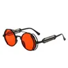 نظارة شمسية PC Hollow Round Frame Retro Men's Double Bridge Gridge Sun Glasses Colorful Fring Legy