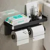 Suportes de papel higiênico liga de alumínio suporte de papel higiênico banheiro montagem na parede wc papel telefone prateleira toalha rolo prateleira acessórios 240313