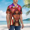 Men's Casual Shirts African Women Hawaiian Shirt Men Beach Stay Strong And Power Short Sleeve Stylish Pattern Elegant Oversize Blouses