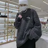 남자 스웨이터 raf simons 스웨터 1 : 1 검은 빈티지 태그 라인 느슨한 승무원 목 니트 양모 남성 여자 대형