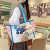Axelväskor japan stil skolväska söta tecknade flickor duk handväska tote stor kapacitet för kvinnor mode nylon shopping