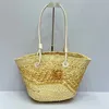 Raffia Straw Tote Bag Summer Beach Handbags Presh Fashion Letters Leather Leather Straps Vegetable Basket