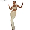 Work Dresses Lemon Gina Knit Ribbed Women Cutout Waist Midi Maxi Long Skirt Suit And Tank Top 2024 Street Matching Two 2