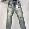 Designer jeans homens luz azul y2k high street denim pintura graffiti padrão danificado rasgado calças skinny