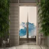 Cortinas japonesas para porta de sol, mar, oceano, ondas, divisória impressa, porta de cozinha, flores de cerejeira, linho decorativo, decoração de café