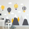 Autocollants Grandes Montagnes Ballons À Air Chaud Nuages Stickers Muraux Garçons Bébé Autocollant Amovible Pépinière Mur Art PVC Affiches Chambre Décor À La Maison