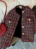 Bayan Ceketler Pist Zarif Dokuma Ekose Kadın Velvet Lüks Nedensel Tüvit Ofis Bayanlar Takım Ceket Dış Giyim Casacos
