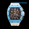Heyecan verici bilek saati özel kol saatleri rm watch rm011-fm erkek serisi rm011 son baskı mavi seramik sınırlı sürüm mekanik saat