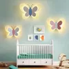 Wandleuchte Schmetterling Modernes Mädchen Schlafzimmer Kreative Wandleuchte Lampen Cartoon Kinderzimmer Led Nachttisch befestigt269u