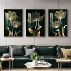 Albums Abstract Wall Art Schilderen Gouden Groene Bloemen Blad Moderne Home Decor Canvas Posters en Prints Muur Foto voor Woonkamer