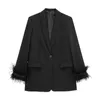 LGRQ Fashion Women's Blazer Ny hackad lång ärm Loose Feather Single Breasted Suit Jackor Female Tide Winter 2023 19J1620 HKD230901
