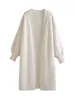 ZAA – Cardigan tricoté à manches lanternes pour femme, tricot décontracté, Vintage, ample, longueur moyenne, couleur unie, mode automne 2024